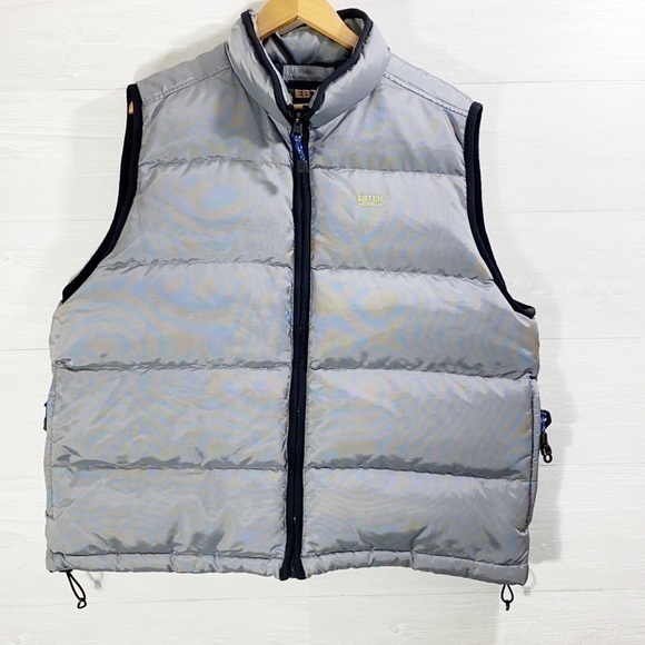 Rare Vintage 90s Eddie Bauer EbTek Goose Down Puffer Gray /Black Vest Size L - Picture 1 of 13
